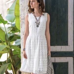 Sundance Women's Ivory Mesh Embroidered Tank Sun Dress Size 8 Sleeveless‎ Lined